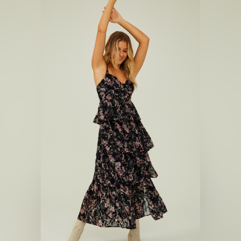 Altar’d State Ruffle Dress Black Blush NWT RETAIL $100 Womens Xsmall